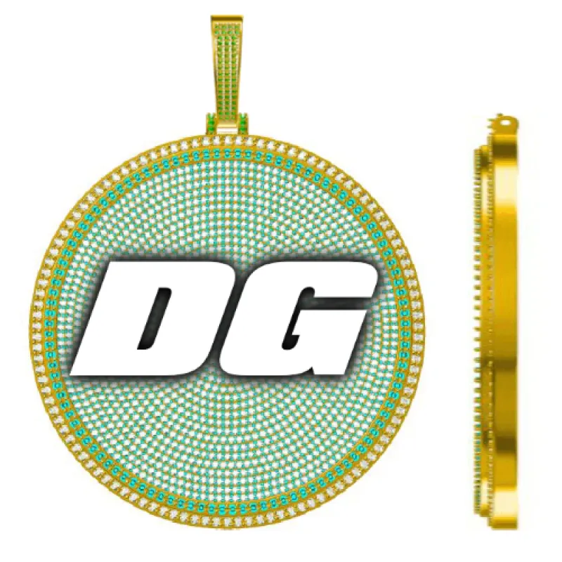 CUSTOM LETTER NECKLACE 3D BIG DISC sold by The GUU Shop