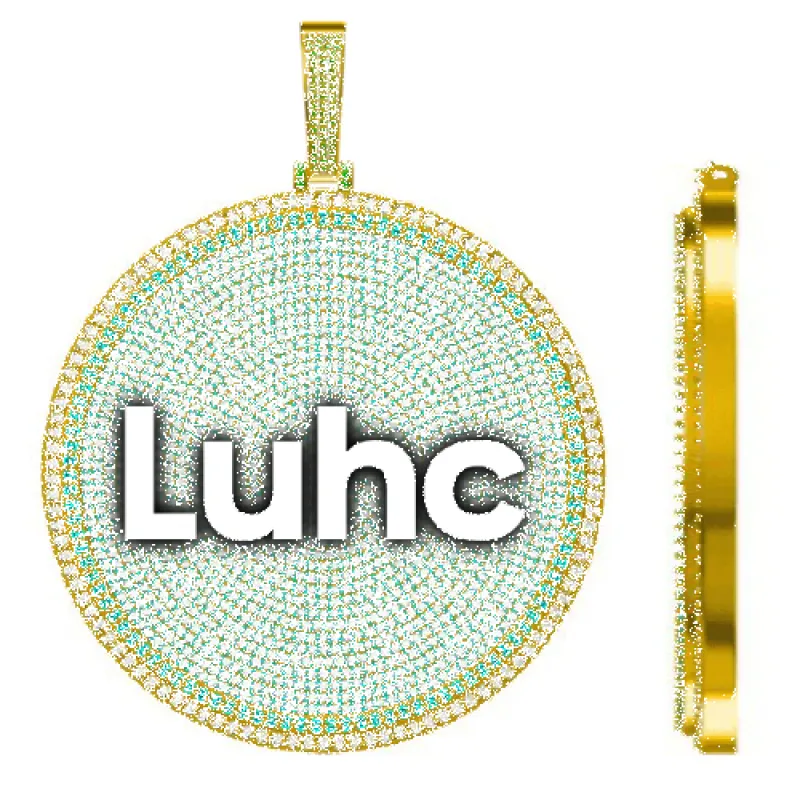 CUSTOM LETTER NECKLACE 3D BIG DISC sold by The GUU Shop