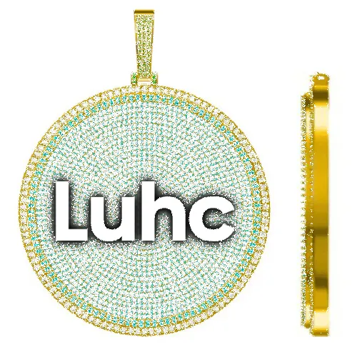 CUSTOM LETTER NECKLACE 3D BIG DISC sold by The GUU Shop