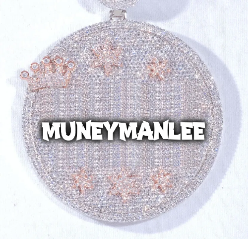 CUSTOM LETTER NECKLACE 3D BIG CROWN DISC sold by The GUU Shop