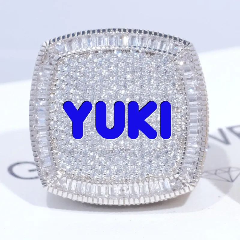 CUSTOM LETTER 3D ICED RING sold by The GUU Shop
