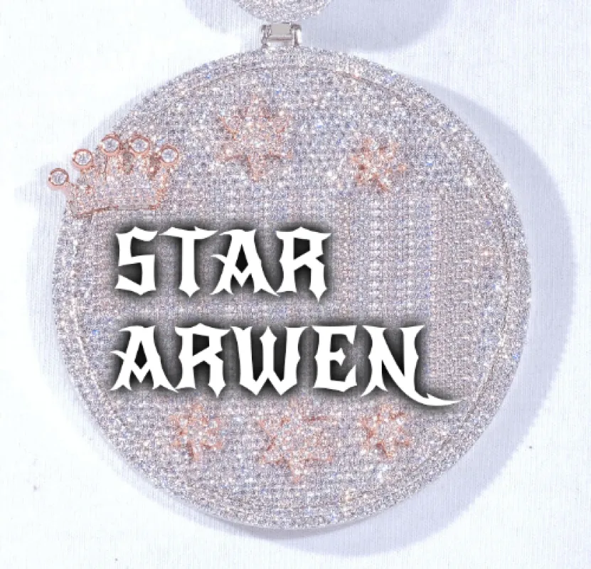 CUSTOM LETTER NECKLACE 3D BIG CROWN DISC sold by The GUU Shop