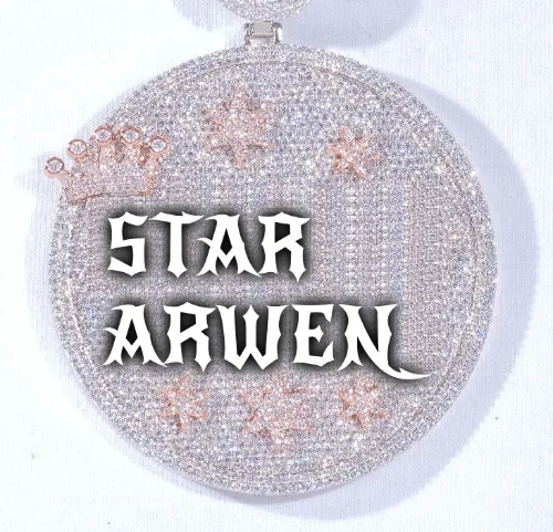 CUSTOM LETTER NECKLACE 3D BIG CROWN DISC sold by The GUU Shop