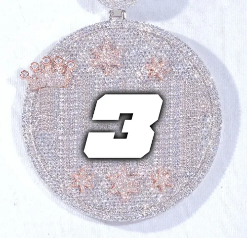 CUSTOM LETTER NECKLACE 3D BIG CROWN DISC sold by The GUU Shop