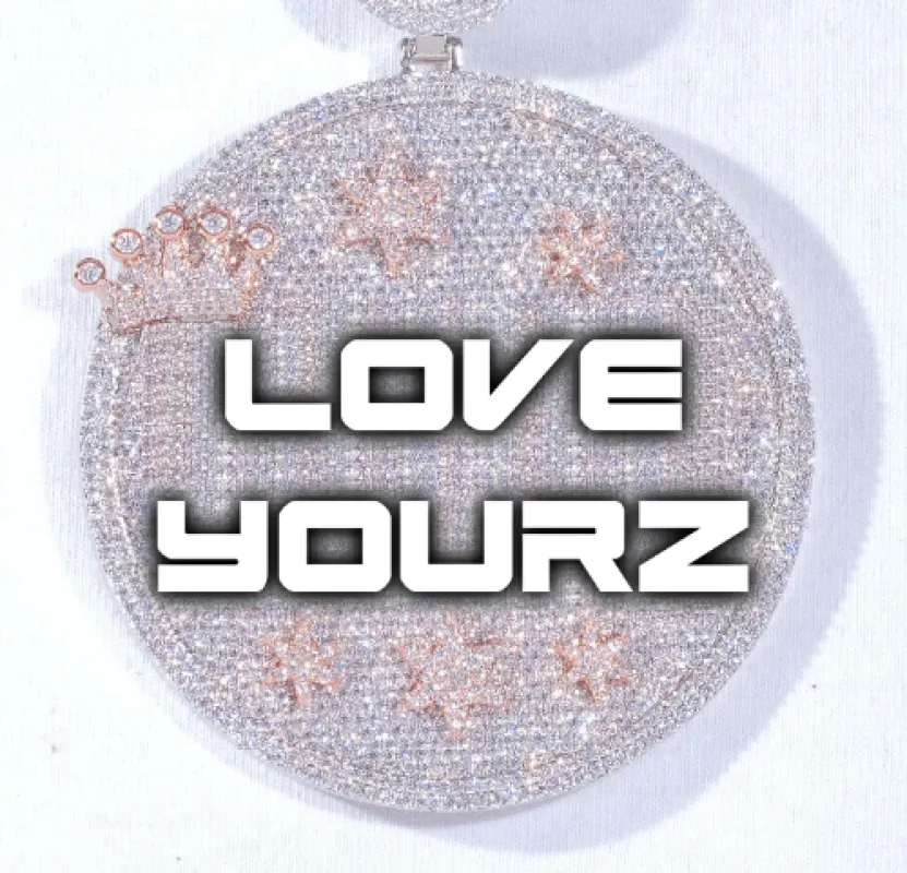 CUSTOM LETTER NECKLACE 3D BIG CROWN DISC sold by The GUU Shop