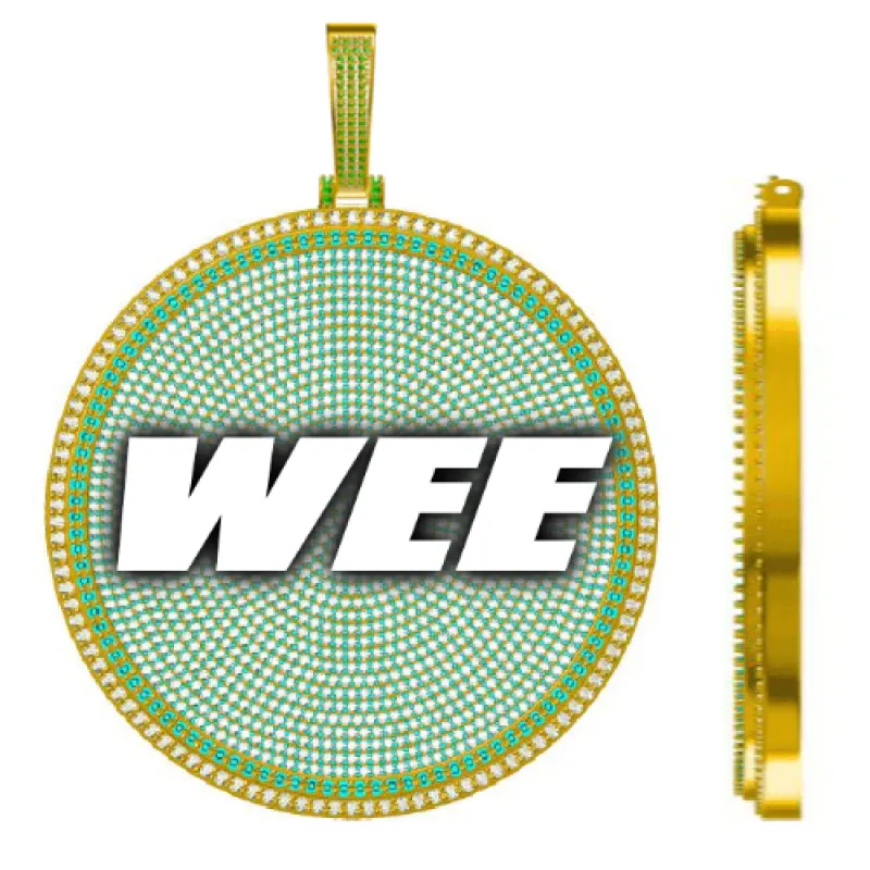 CUSTOM LETTER NECKLACE 3D BIG DISC sold by The GUU Shop