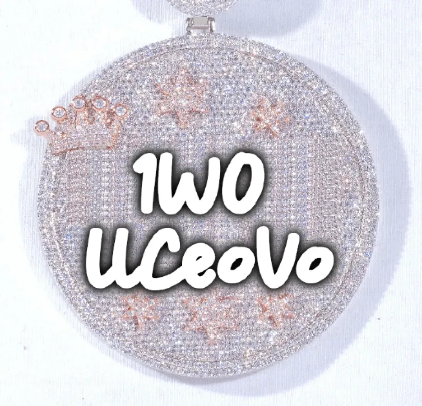 CUSTOM LETTER NECKLACE 3D BIG CROWN DISC sold by The GUU Shop