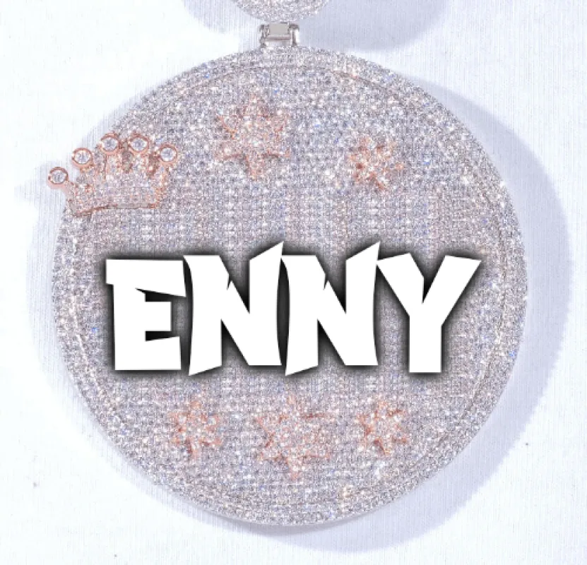 CUSTOM LETTER NECKLACE 3D BIG CROWN DISC sold by The GUU Shop