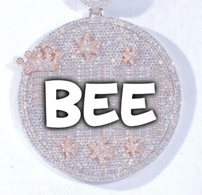 CUSTOM LETTER NECKLACE 3D BIG CROWN DISC sold by The GUU Shop