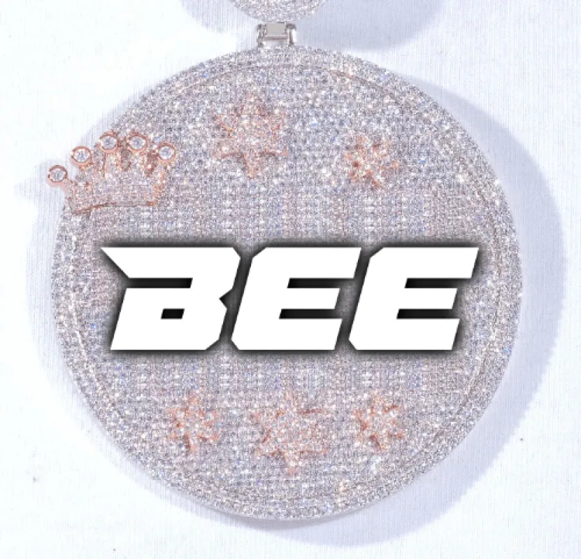 CUSTOM LETTER NECKLACE 3D BIG CROWN DISC sold by The GUU Shop