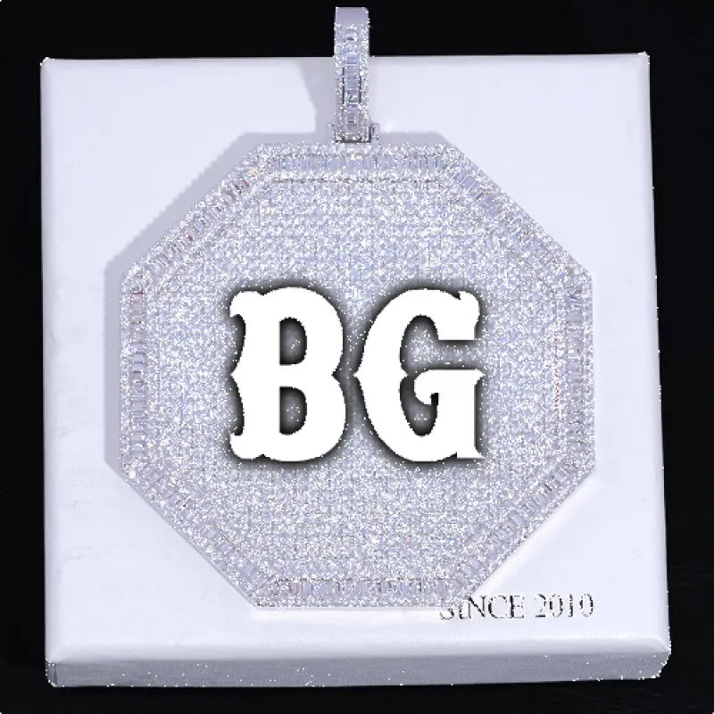 CUSTOM LETTER NECKLACE 3D BIG OCTAGON sold by The GUU Shop