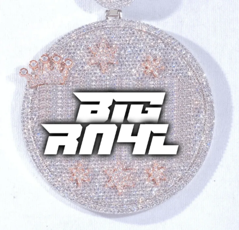 CUSTOM LETTER NECKLACE 3D BIG CROWN DISC sold by The GUU Shop