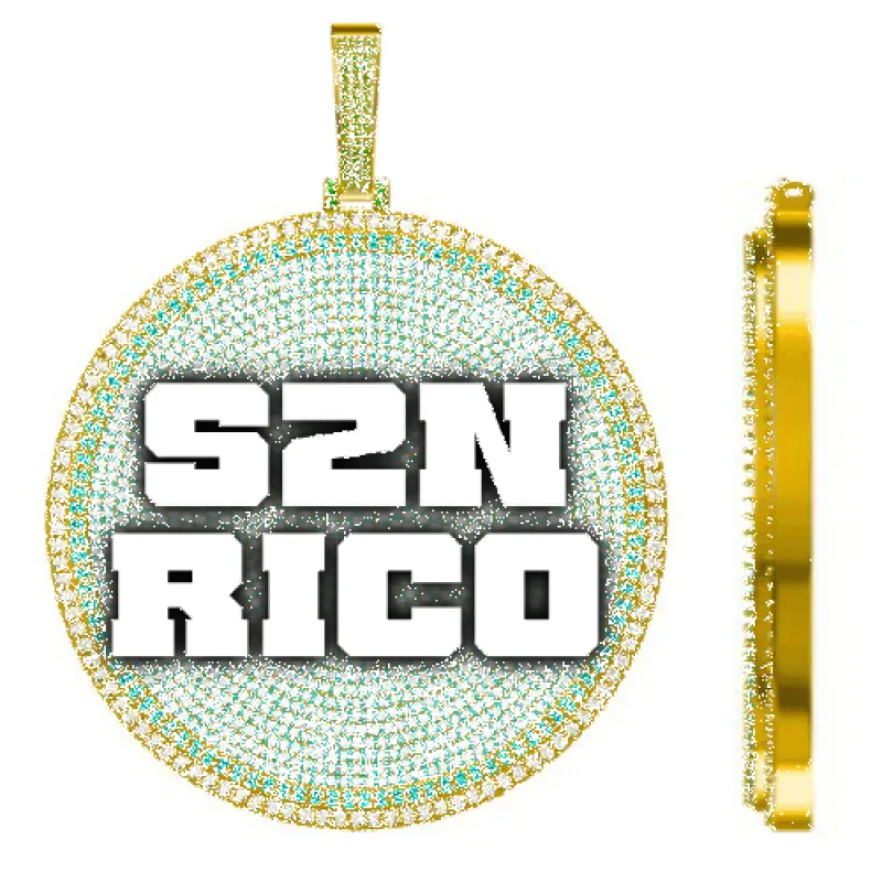 CUSTOM LETTER NECKLACE 3D BIG DISC sold by The GUU Shop