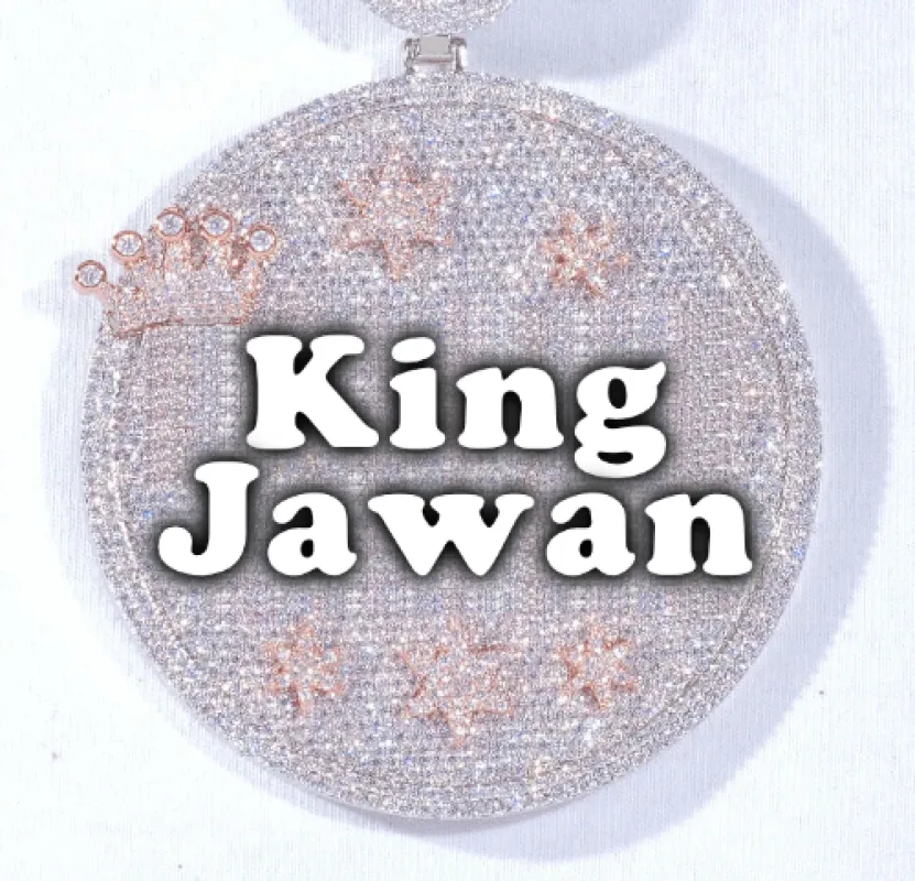 CUSTOM LETTER NECKLACE 3D BIG CROWN DISC sold by The GUU Shop