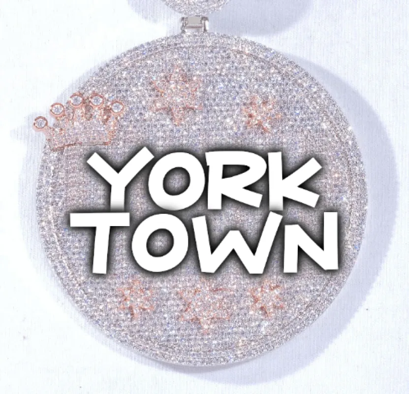 CUSTOM LETTER NECKLACE 3D BIG CROWN DISC sold by The GUU Shop