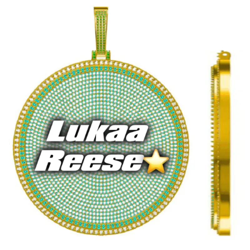 CUSTOM LETTER NECKLACE 3D BIG DISC sold by The GUU Shop