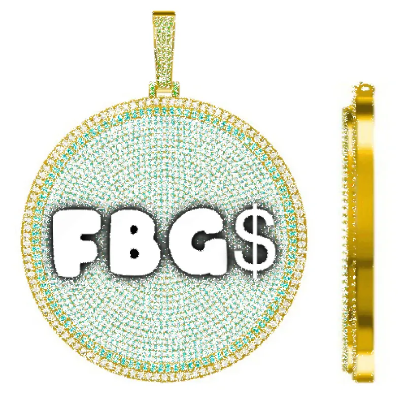 CUSTOM LETTER NECKLACE 3D BIG DISC sold by The GUU Shop