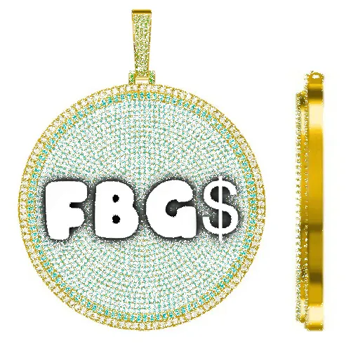 CUSTOM LETTER NECKLACE 3D BIG DISC sold by The GUU Shop