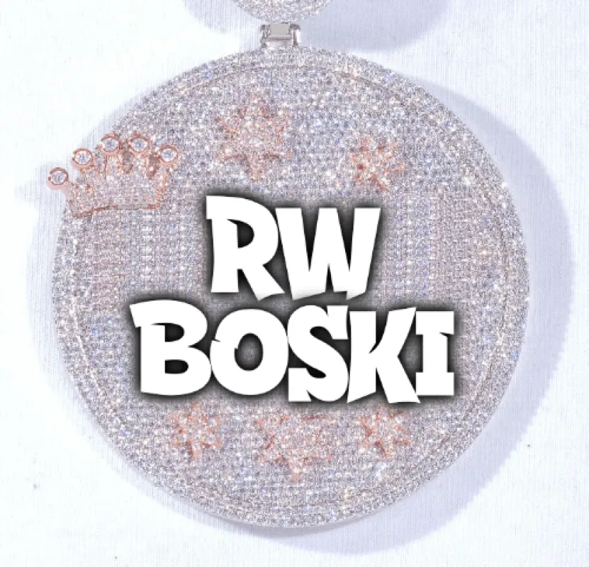 CUSTOM LETTER NECKLACE 3D BIG CROWN DISC sold by The GUU Shop