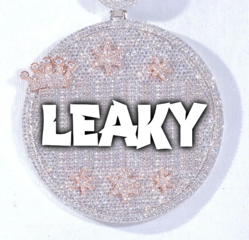 CUSTOM LETTER NECKLACE 3D BIG CROWN DISC sold by The GUU Shop