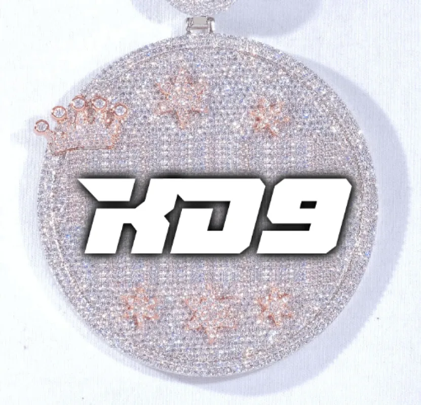 CUSTOM LETTER NECKLACE 3D BIG CROWN DISC sold by The GUU Shop