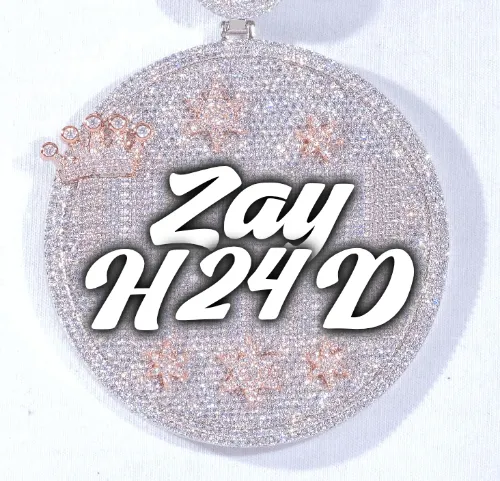 CUSTOM LETTER NECKLACE 3D BIG CROWN DISC sold by The GUU Shop