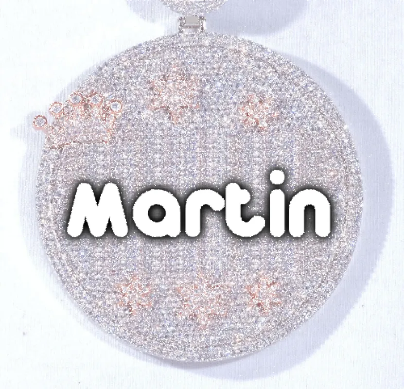 CUSTOM LETTER NECKLACE 3D BIG CROWN DISC sold by The GUU Shop