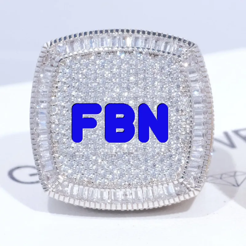 CUSTOM LETTER 3D ICED RING sold by The GUU Shop