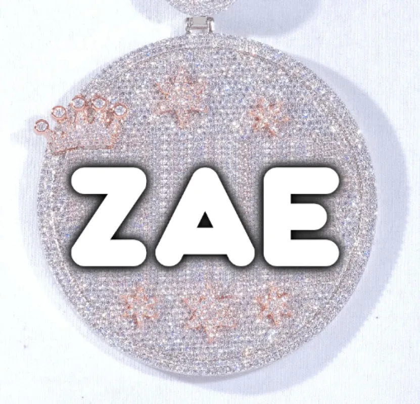 CUSTOM LETTER NECKLACE 3D BIG CROWN DISC sold by The GUU Shop