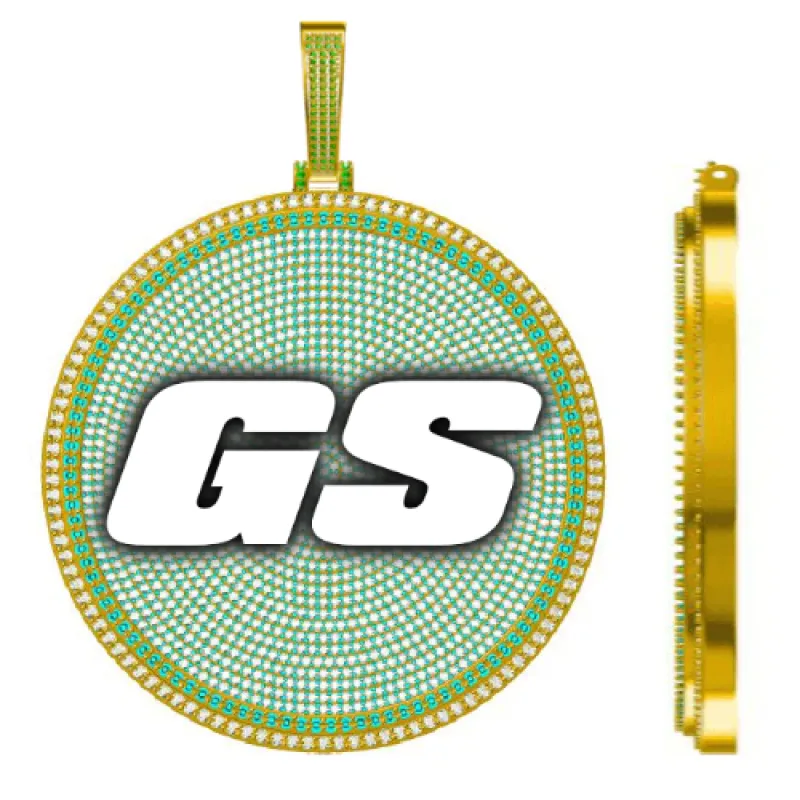 CUSTOM LETTER NECKLACE 3D BIG DISC sold by The GUU Shop