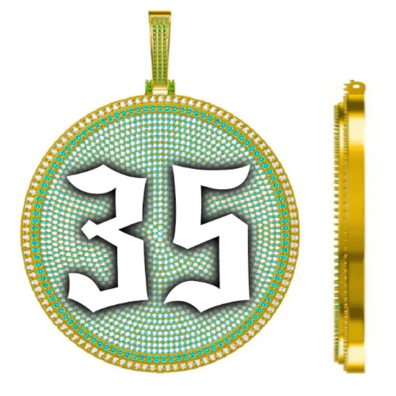 CUSTOM LETTER NECKLACE 3D BIG DISC sold by The GUU Shop