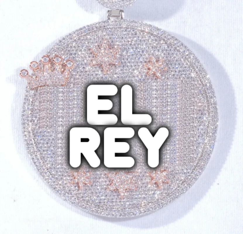 CUSTOM LETTER NECKLACE 3D BIG CROWN DISC sold by The GUU Shop