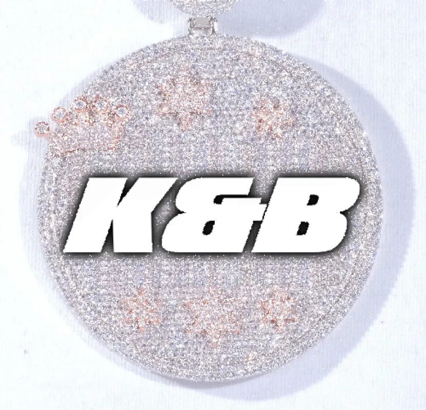 CUSTOM LETTER NECKLACE 3D BIG CROWN DISC sold by The GUU Shop