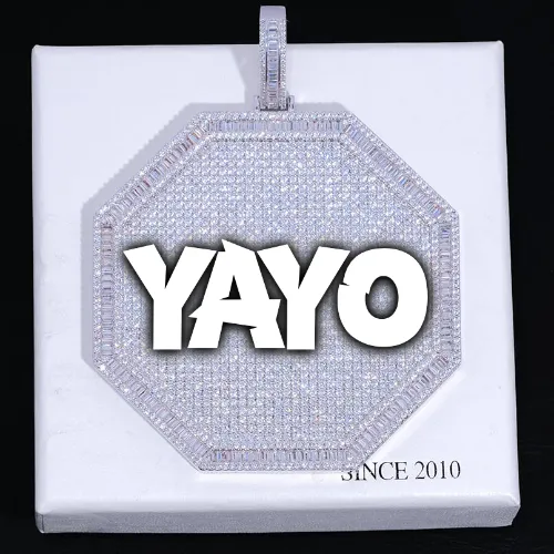 CUSTOM LETTER NECKLACE 3D BIG OCTAGON sold by The GUU Shop