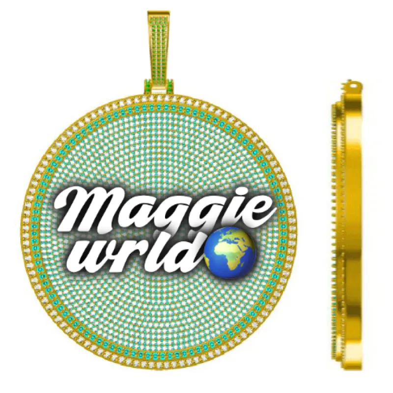 CUSTOM LETTER NECKLACE 3D BIG DISC sold by The GUU Shop