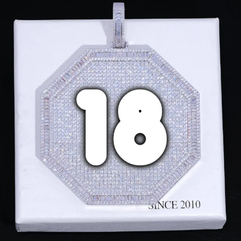 CUSTOM LETTER NECKLACE 3D BIG OCTAGON sold by The GUU Shop