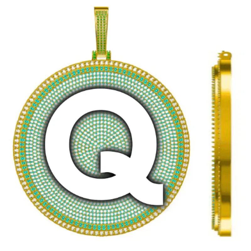 CUSTOM LETTER NECKLACE 3D BIG DISC sold by The GUU Shop