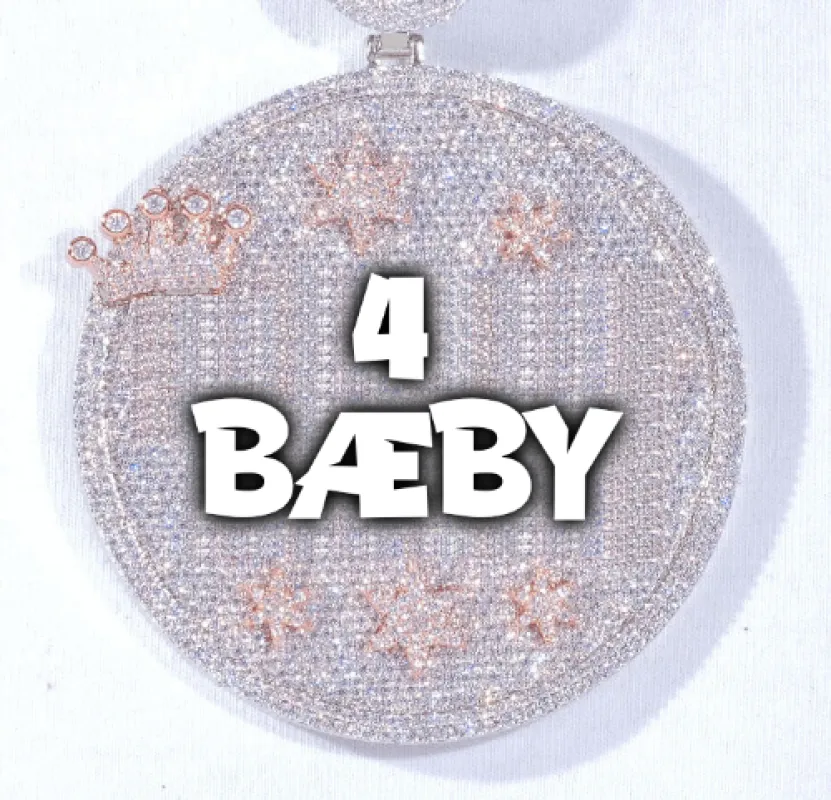 CUSTOM LETTER NECKLACE 3D BIG CROWN DISC sold by The GUU Shop