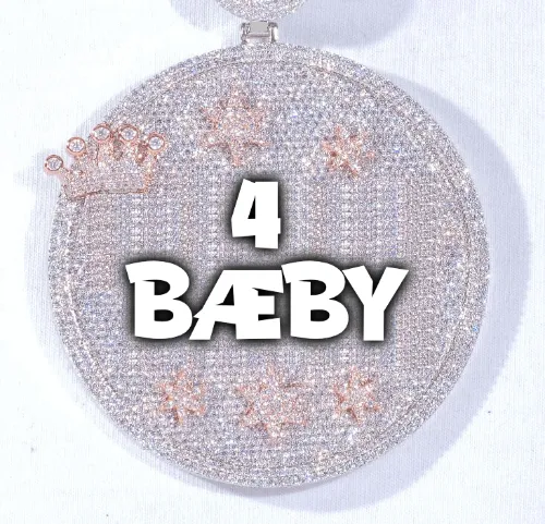 CUSTOM LETTER NECKLACE 3D BIG CROWN DISC sold by The GUU Shop