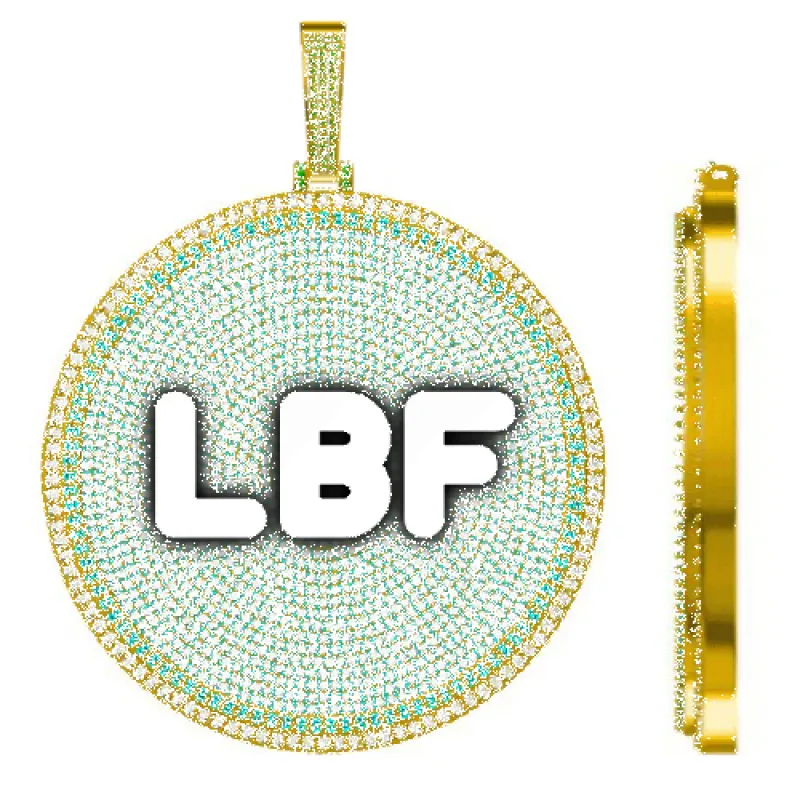 CUSTOM LETTER NECKLACE 3D BIG DISC sold by The GUU Shop