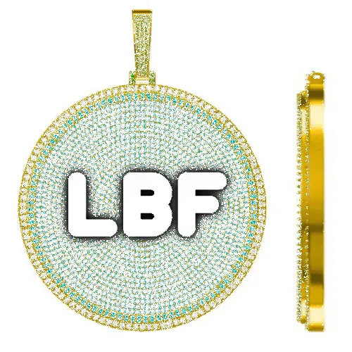 CUSTOM LETTER NECKLACE 3D BIG DISC sold by The GUU Shop