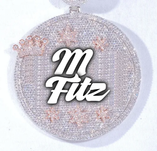 CUSTOM LETTER NECKLACE 3D BIG CROWN DISC sold by The GUU Shop