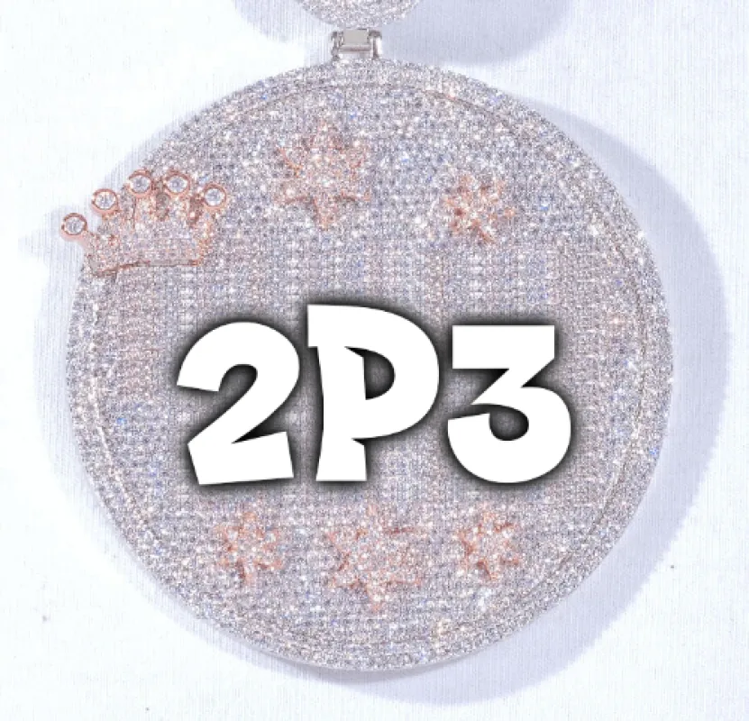 CUSTOM LETTER NECKLACE 3D BIG CROWN DISC sold by The GUU Shop