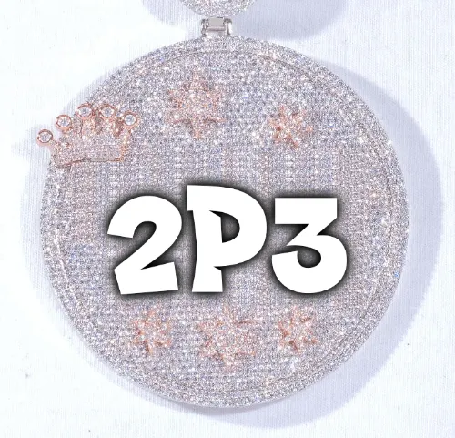 CUSTOM LETTER NECKLACE 3D BIG CROWN DISC sold by The GUU Shop