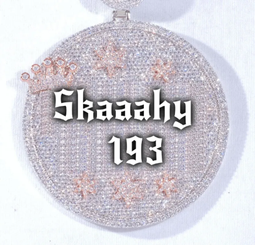 CUSTOM LETTER NECKLACE 3D BIG CROWN DISC sold by The GUU Shop