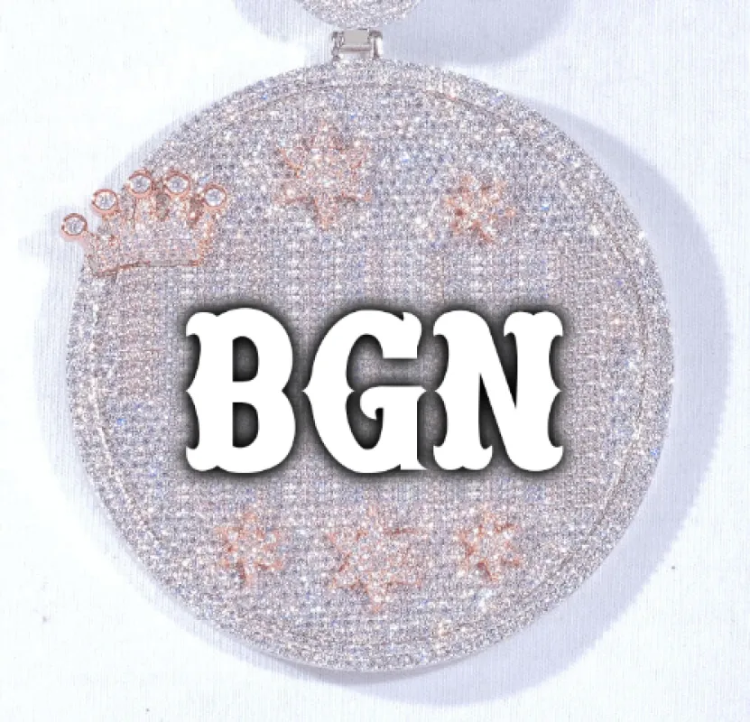CUSTOM LETTER NECKLACE 3D BIG CROWN DISC sold by The GUU Shop