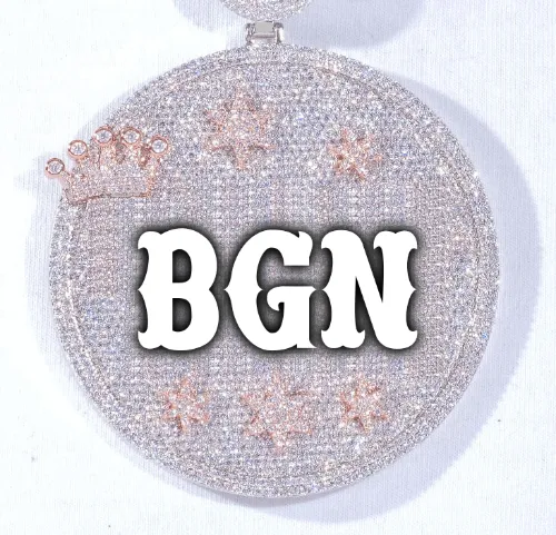 CUSTOM LETTER NECKLACE 3D BIG CROWN DISC sold by The GUU Shop