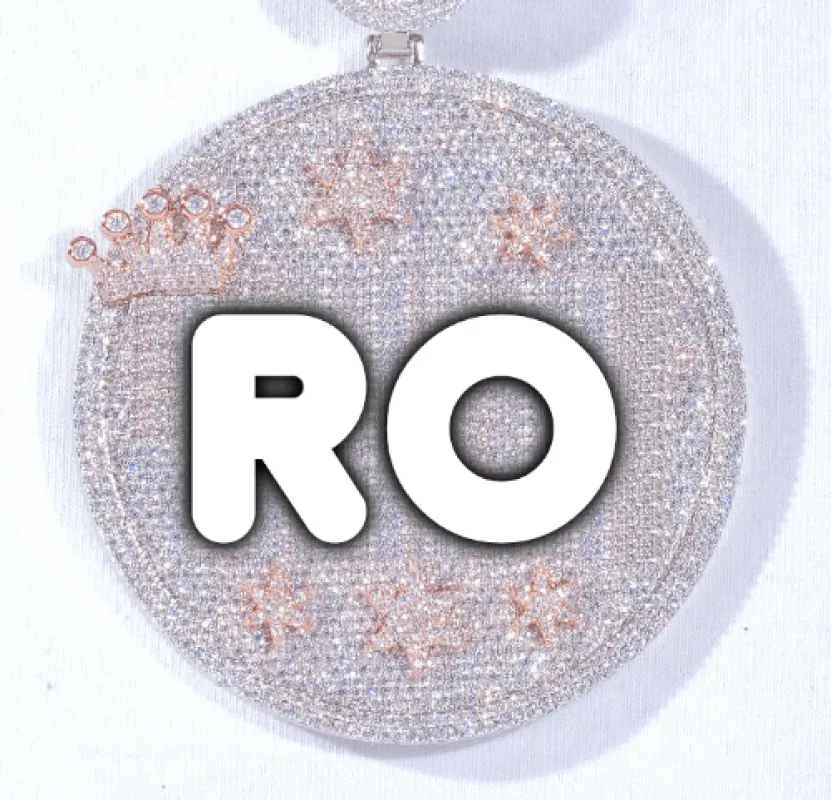 CUSTOM LETTER NECKLACE 3D BIG CROWN DISC sold by The GUU Shop