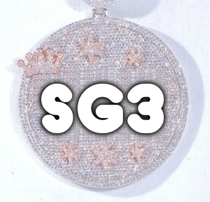 CUSTOM LETTER NECKLACE 3D BIG CROWN DISC sold by The GUU Shop