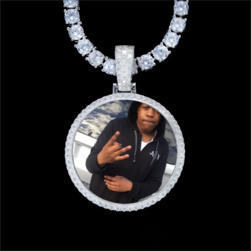 925S & VVS Moissanite 3D Circle Custom Picture Pendant sold by The GUU Shop